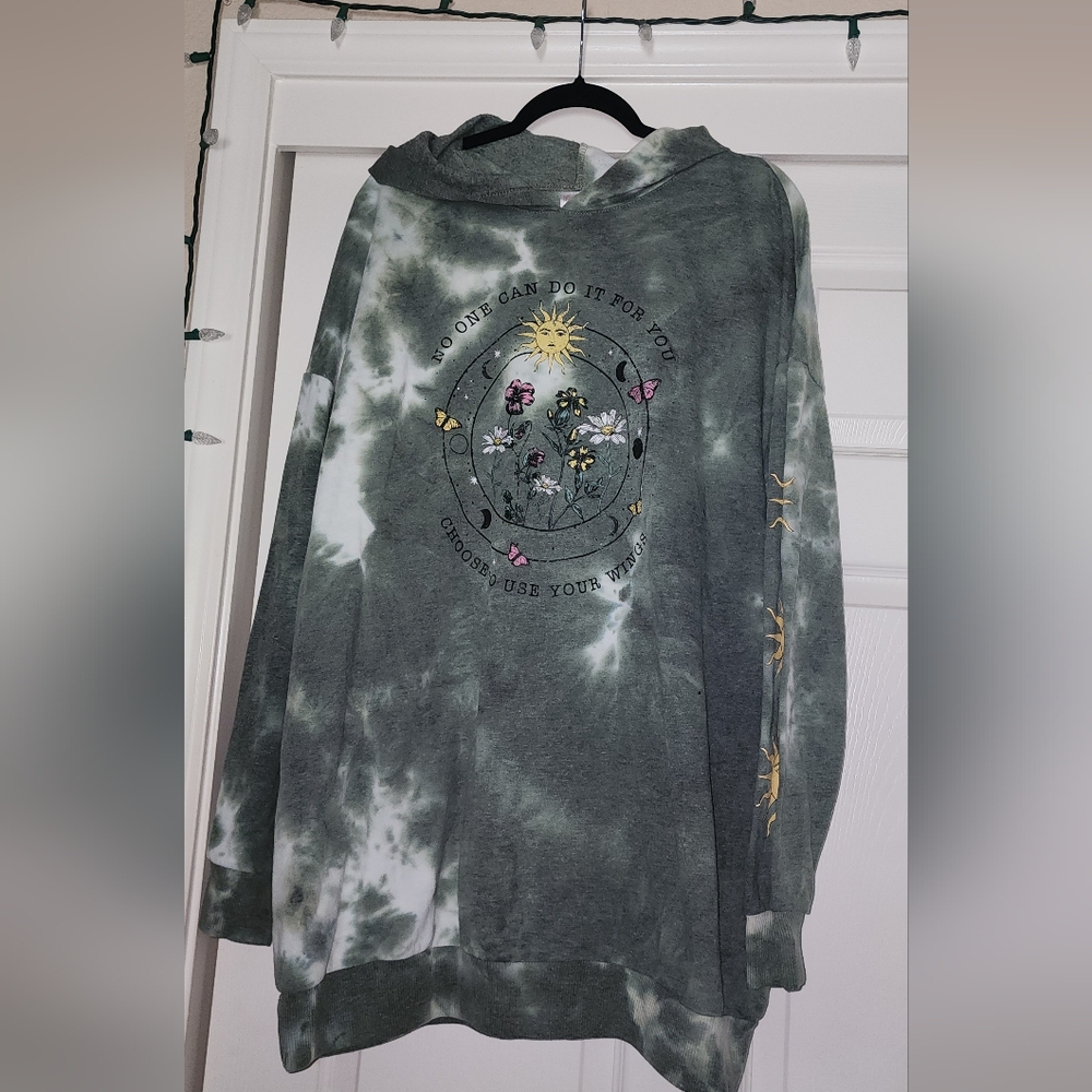 No Boundaries Olive Tie-Dye Hoodie